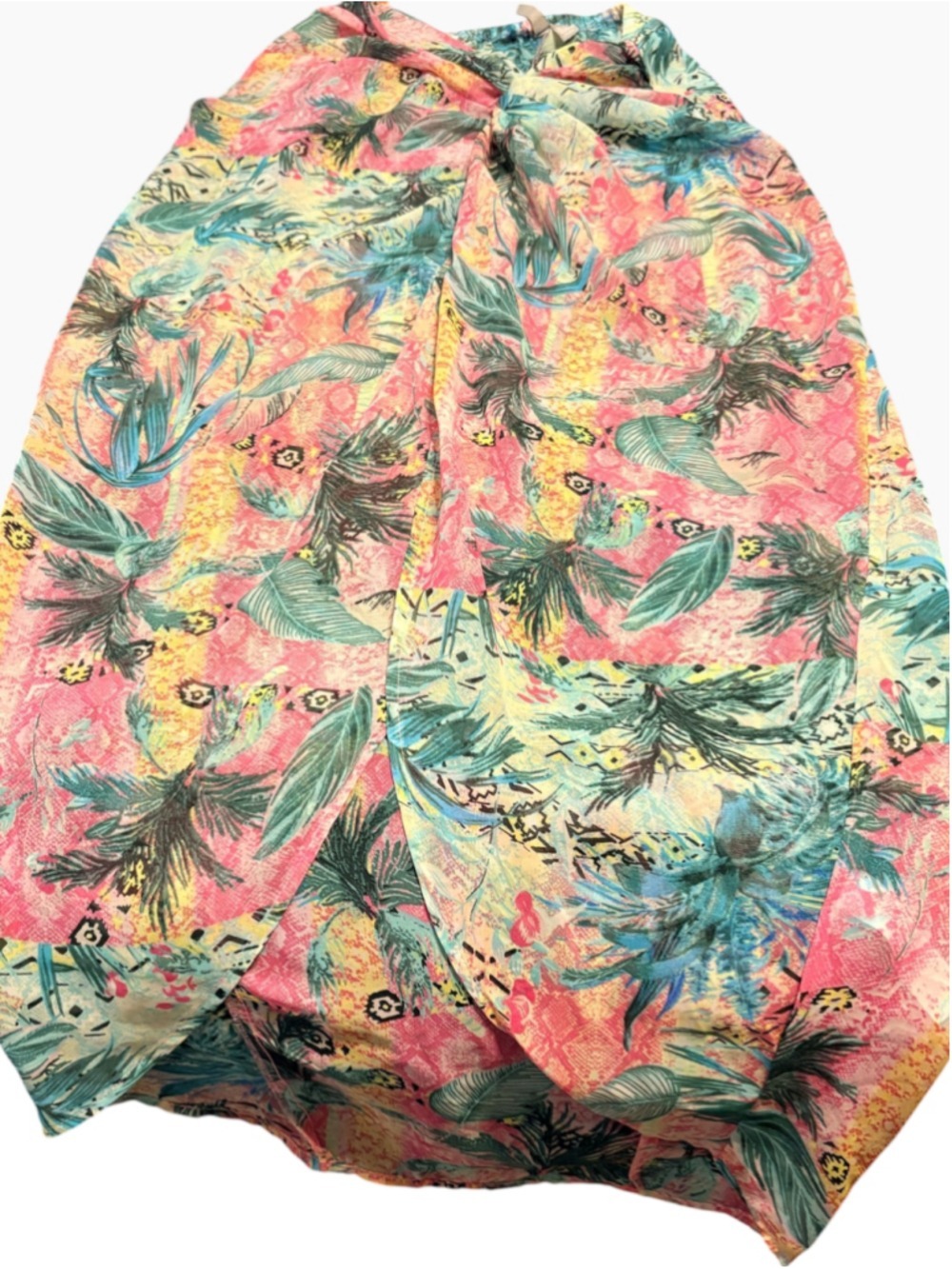 ASOS Tropical Print Sarong Size 2 Pink and Green - Picture 2 of 7